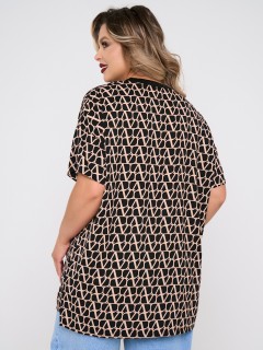 Блузка чёрная из шифона с принтом Dora(фото10)