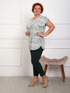 Туника трикотажная оливкового цвета с принтом Iv-capriz(фото4)