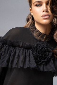 Блузка чёрная шифоновая Charutti(фото4)