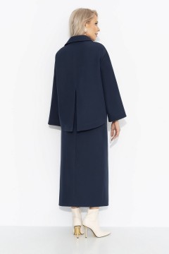 Костюм тёмно-синий с юбкой и со съёмной розой Charutti(фото7)