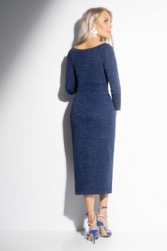 Платье трикотажное синее с декоративной драпировкой Charutti(фото7)