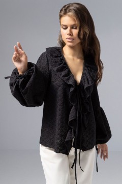 Блузка чёрная в стиле бохо Charutti(фото5)