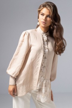 Рубашка бежевая комбинированная с кружевом Charutti(фото5)