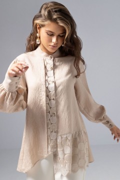 Рубашка бежевая комбинированная с кружевом Charutti(фото3)