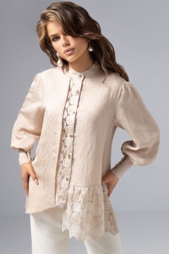 Рубашка бежевая комбинированная с кружевом Charutti