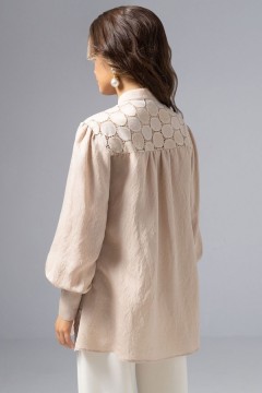 Рубашка бежевая комбинированная с кружевом Charutti(фото6)