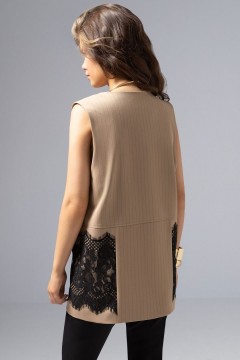 Жилет бежевый комбинированный с кружевом Charutti(фото6)