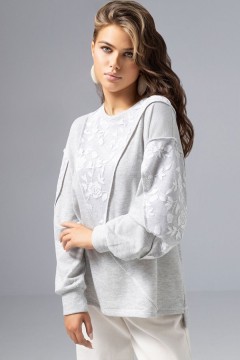 Свитшот комбинированный серый с кружевом Charutti(фото6)