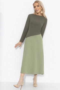 Платье зелёное комбинированное