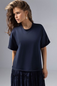 Платье комбинированное с кружевом синего цвета Charutti(фото3)