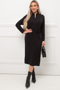 Платье трикотажное чёрное с поясом Кэнти №8 Valentina