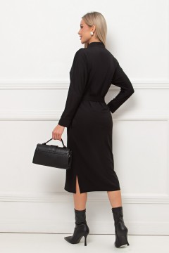 Платье трикотажное чёрное с поясом Кэнти №8 Valentina(фото7)