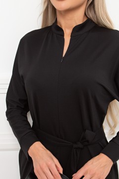 Платье трикотажное чёрное с поясом Кэнти №8 Valentina(фото5)