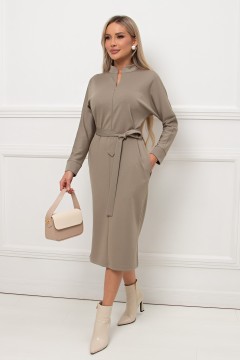 Платье трикотажное оливковое с поясом Кэнти №9 Valentina(фото5)