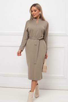 Платье трикотажное оливковое с поясом Кэнти №9 Valentina(фото3)