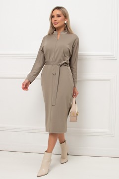 Платье трикотажное оливковое с поясом Кэнти №9 Valentina(фото6)