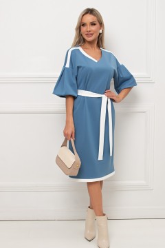 Платье трикотажное голубого цвета с рукавом-фонарик Элси №5 Valentina(фото2)