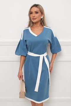 Платье трикотажное голубого цвета с рукавом-фонарик Элси №5 Valentina(фото3)