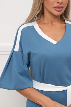 Платье трикотажное голубого цвета с рукавом-фонарик Элси №5 Valentina(фото4)