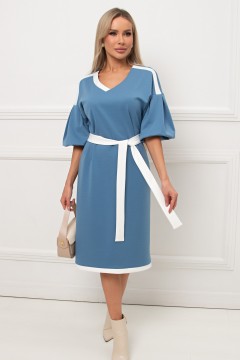 Платье трикотажное голубого цвета с рукавом-фонарик Элси №5 Valentina(фото5)