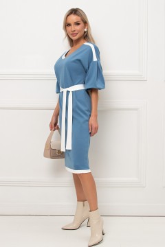 Платье трикотажное голубого цвета с рукавом-фонарик Элси №5 Valentina(фото7)
