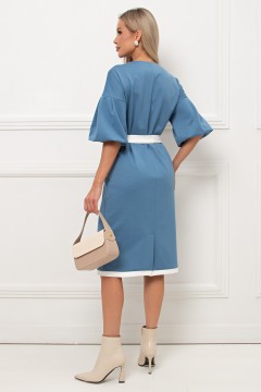 Платье трикотажное голубого цвета с рукавом-фонарик Элси №5 Valentina(фото6)