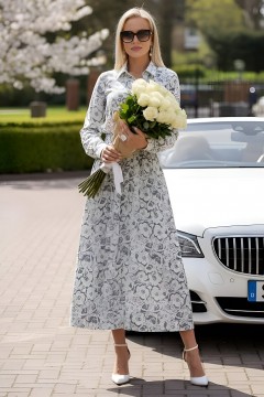 Платье длинное молочного цвета с поясом Снова красиво, нежная SelenaSonata