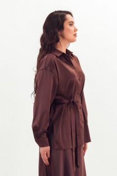 Рубашка коричневая с поясом Braslava(фото4)