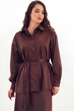 Рубашка коричневая с поясом Braslava