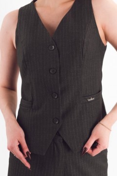 Жилет укороченный серого цвета в полоску Braslava(фото6)