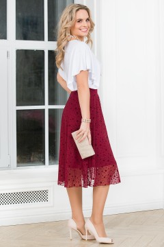 Юбка тёмно-бордовая из сетки с принтом Lavira(фото3)