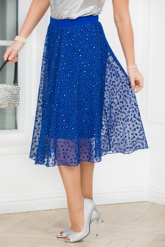 Юбка синяя из сетки с принтом Lavira(фото3)