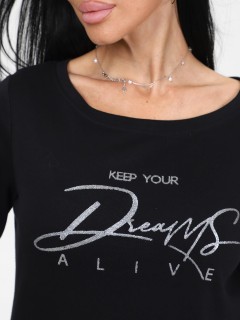 Лонгслив трикотажный чёрный с принтом Iv-capriz(фото4)