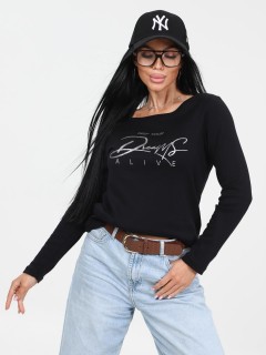 Лонгслив трикотажный чёрный с принтом Iv-capriz(фото3)