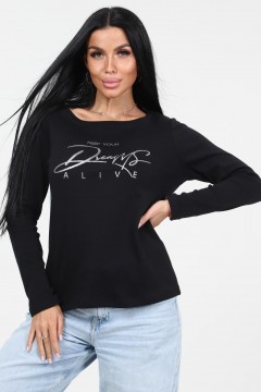 Лонгслив трикотажный чёрный с принтом Iv-capriz