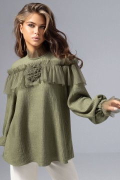 Блузка зелёная оригинального дизайна Charutti(фото5)