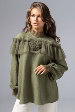 Блузка зелёная оригинального дизайна Charutti(фото8)