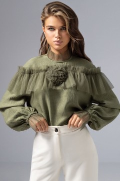 Блузка зелёная оригинального дизайна Charutti(фото7)