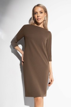 Платье коричневое трикотажное с декоративными молниями Charutti