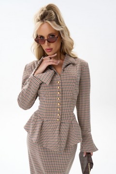 Жакет в клетку с баской Elza