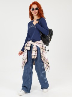 Лонгслив трикотажный тёмно-синий с принтом Iv-capriz(фото2)