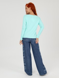 Лонгслив трикотажный ментолового цвета с принтом Iv-capriz(фото7)