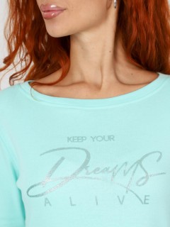 Лонгслив трикотажный ментолового цвета с принтом Iv-capriz(фото5)