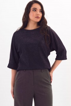 Джемпер трикотажный тёмно-синий с люрексом Braslava