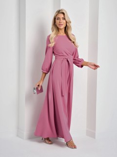 Платье длинное розовое с поясом-кушак Jetty(фото6)