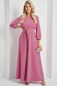 Платье длинное розовое с поясом-кушак Jetty