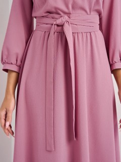 Платье длинное розовое с поясом-кушак Jetty(фото5)