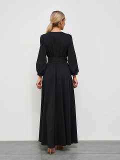 Платье длинное с поясом-кушак в чёрном цвете Jetty(фото10)