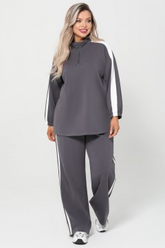 Брюки серые из футера с лампасами Dora