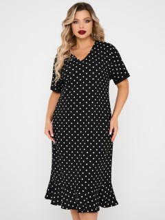 Платье чёрное из трикотажа в горошек Dora(фото2)